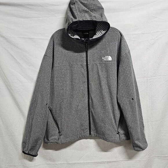 The North Face Tekware Grid Hoodie Men Size L Gray Full Zip - Picture 2 of 16